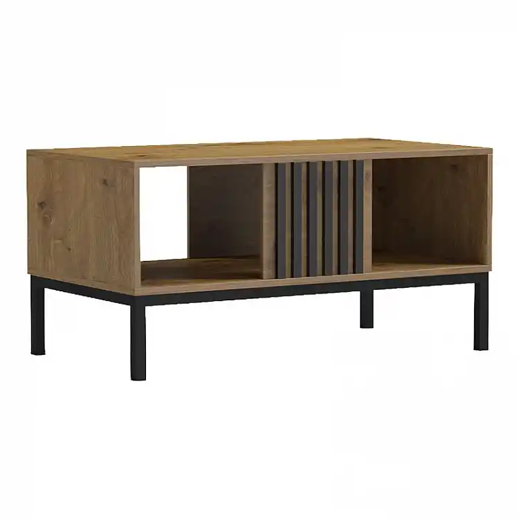 Τραπέζι σαλονιού Delanka pakoworld oak-μαύρο 92x50x46εκ