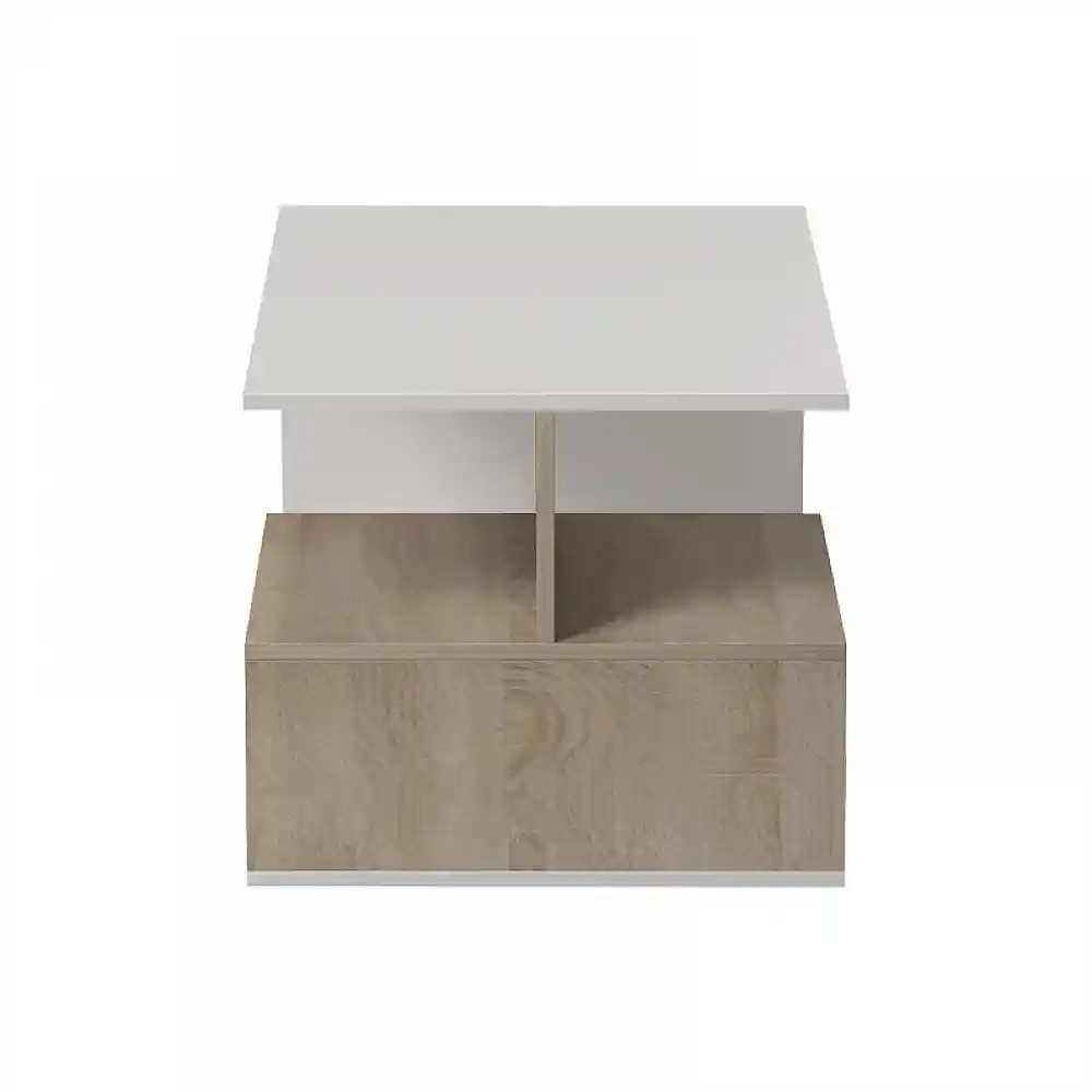 Τραπέζι σαλονιού Kelena pakoworld sonoma-λευκό 90x51x43εκ