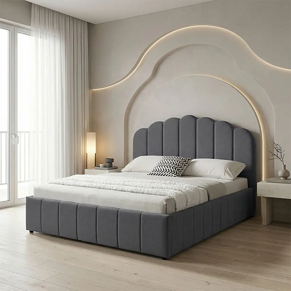 Κρεβάτι Tatiana pakoworld ύφασμα ανθρακί με αποθηκευτικό χώρο 120x200εκ