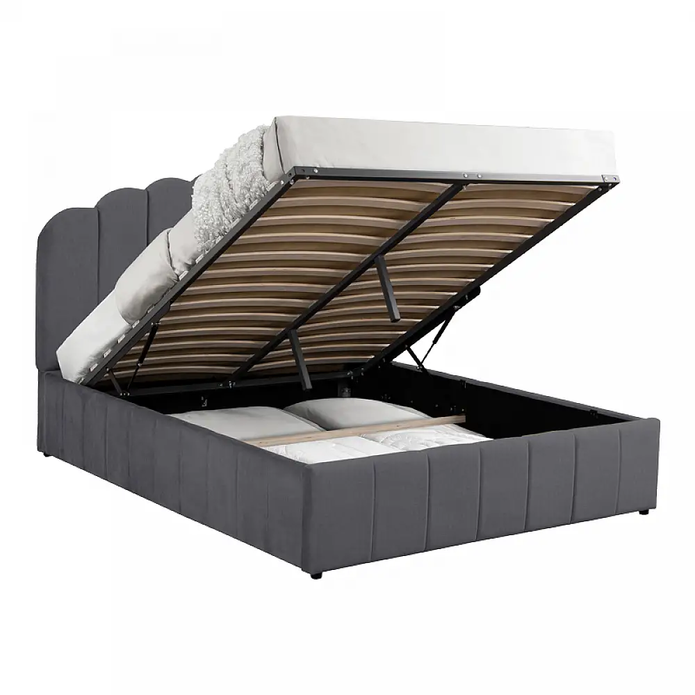 Κρεβάτι Tatiana pakoworld ύφασμα ανθρακί με αποθηκευτικό χώρο 120x200εκ