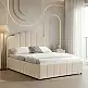 Κρεβάτι Tatiana pakoworld βελούδο μπεζ με αποθηκευτικό χώρο 120x200εκ