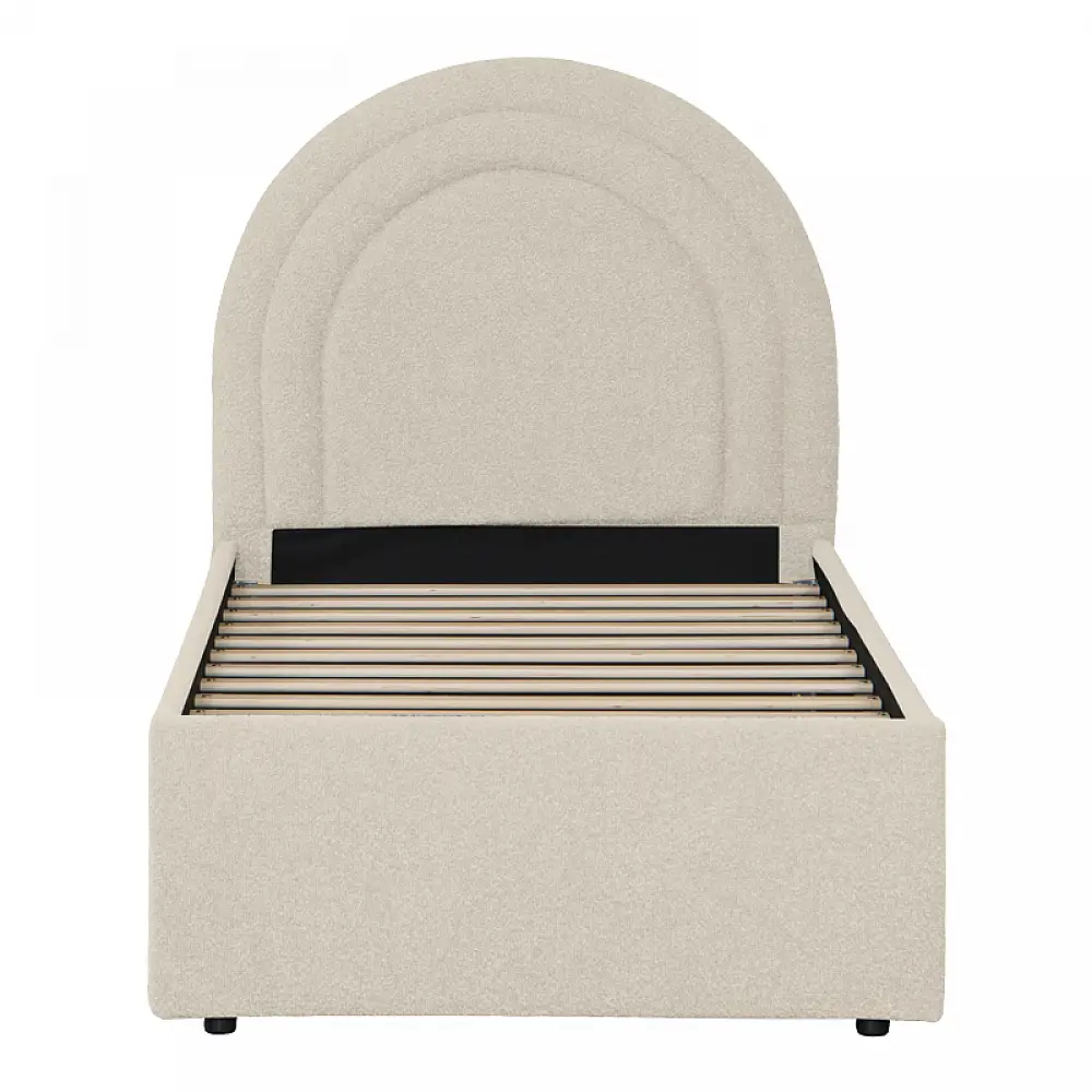 Κρεβάτι Arcuate pakoworld μπουκλέ υφασμα μπεζ με συρόμενο 90x200εκ