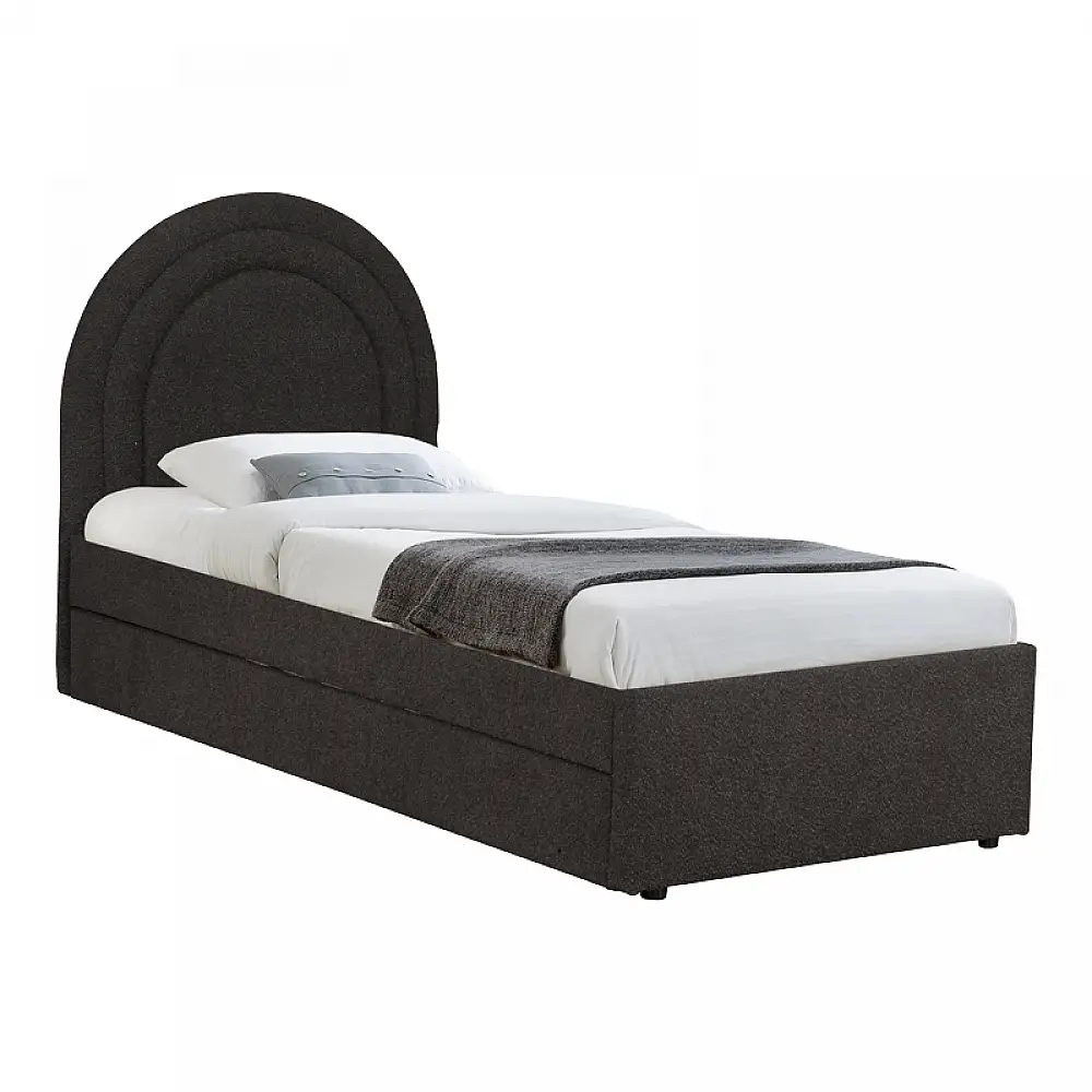 Κρεβάτι Arcuate pakoworld μπουκλέ υφασμα ανθρακί με συρόμενο 90x200εκ