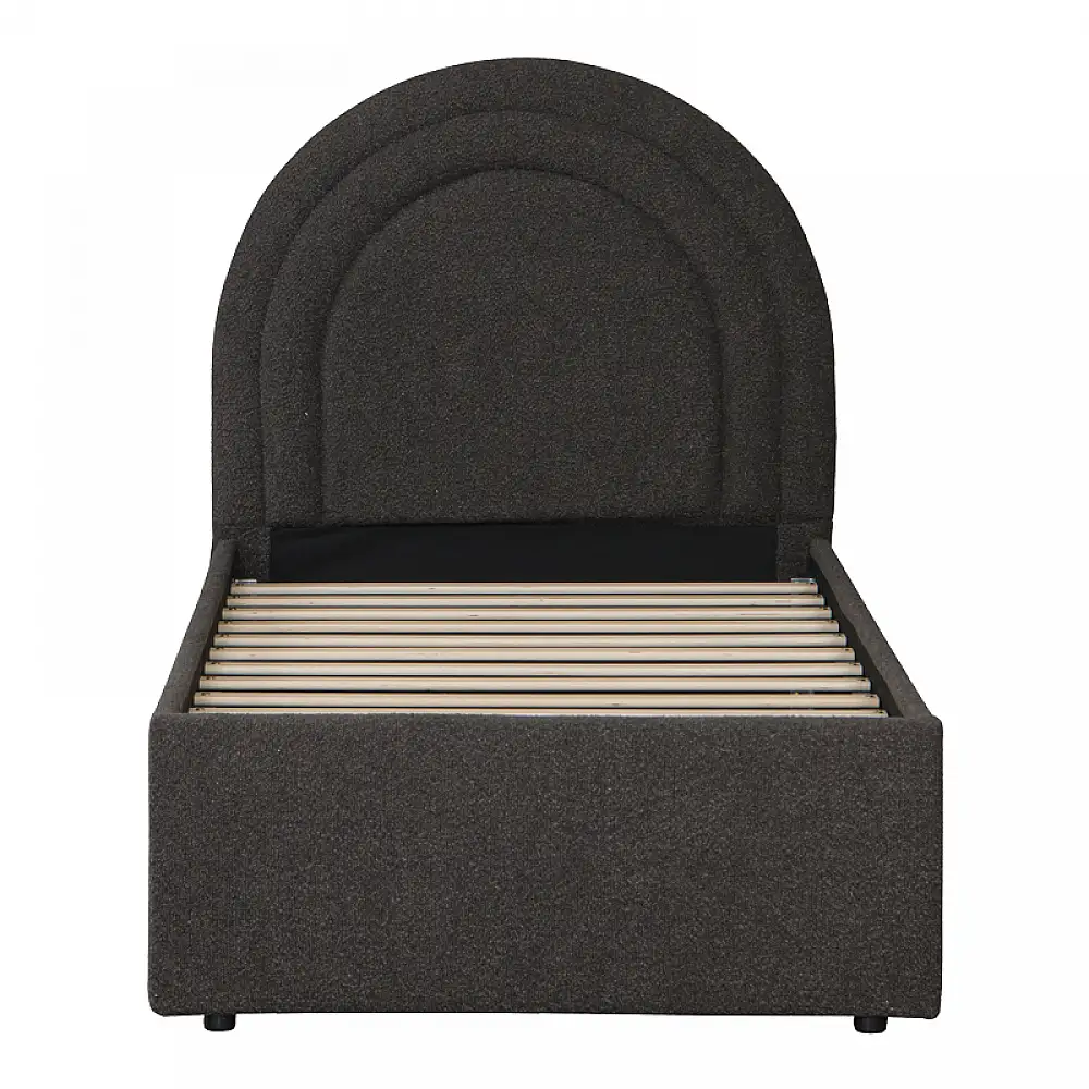 Κρεβάτι Arcuate pakoworld μπουκλέ υφασμα ανθρακί με συρόμενο 90x200εκ