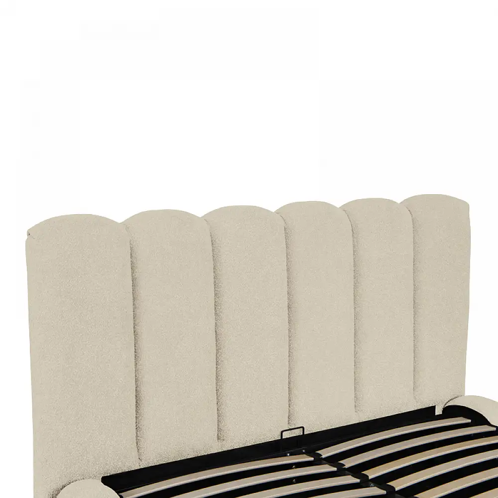 Κρεβάτι Nuvem pakoworld μπουκλέ υφασμα μπεζ με αποθηκευτικό χώρο 160x200εκ