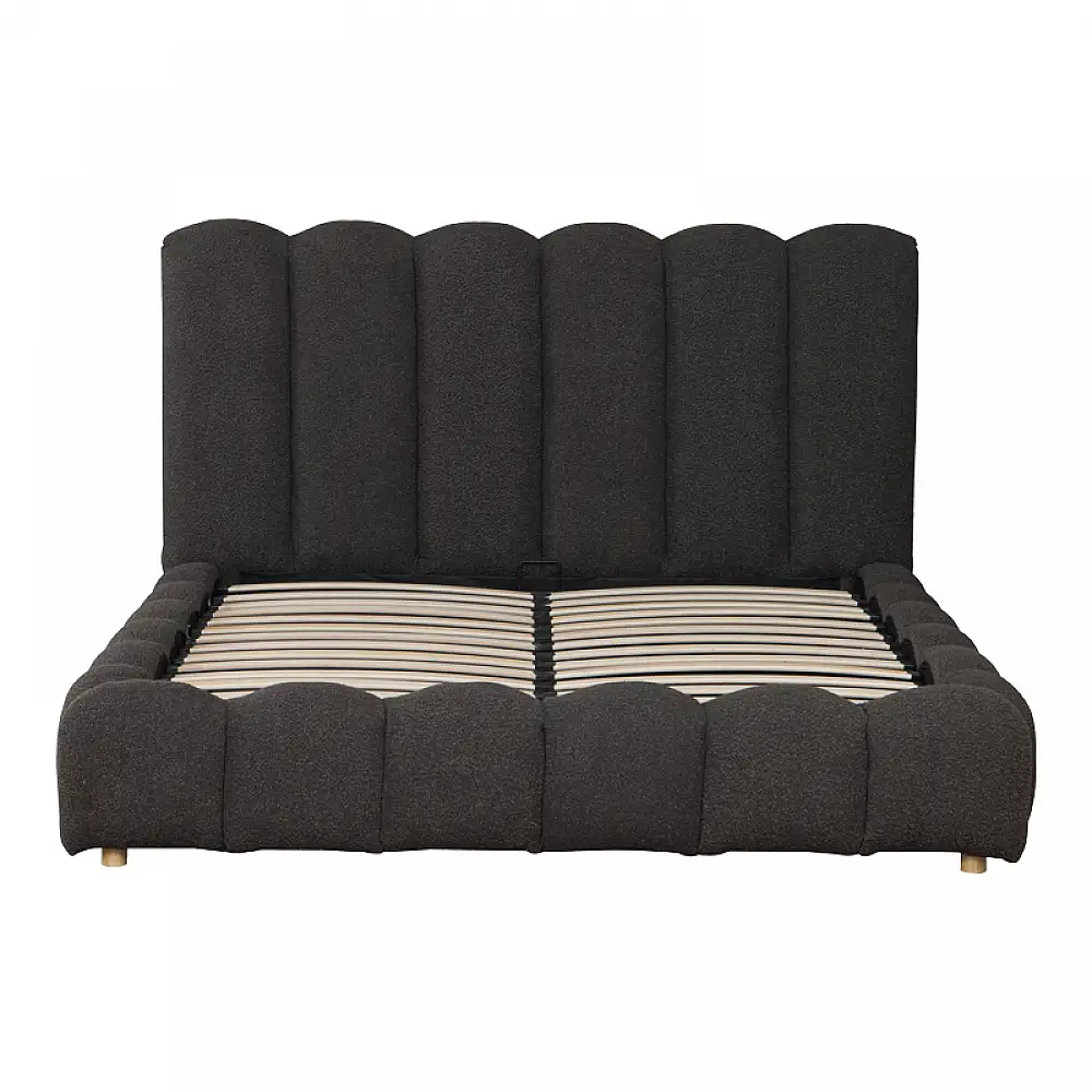 Κρεβάτι Nuvem pakoworld μπουκλέ υφασμα ανθρακί με αποθηκευτικό χώρο 160x200εκ