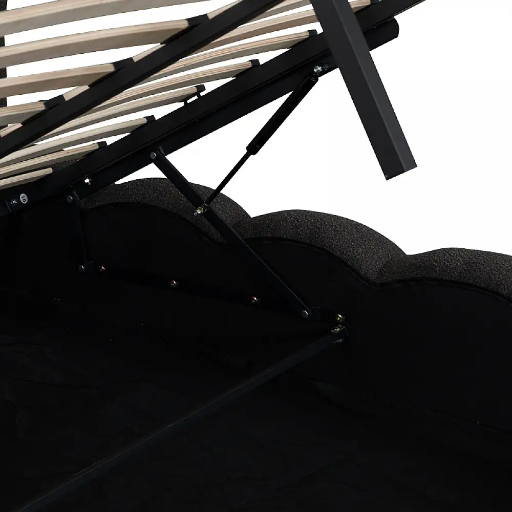 Κρεβάτι Nuvem pakoworld μπουκλέ υφασμα ανθρακί με αποθηκευτικό χώρο 160x200εκ