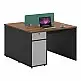 Γραφείο εργασίας επαγγελματικό 2 θέσεων Dakota pakoworld σε καρυδί-ανθρακί απόχρωση 120x120x76εκ