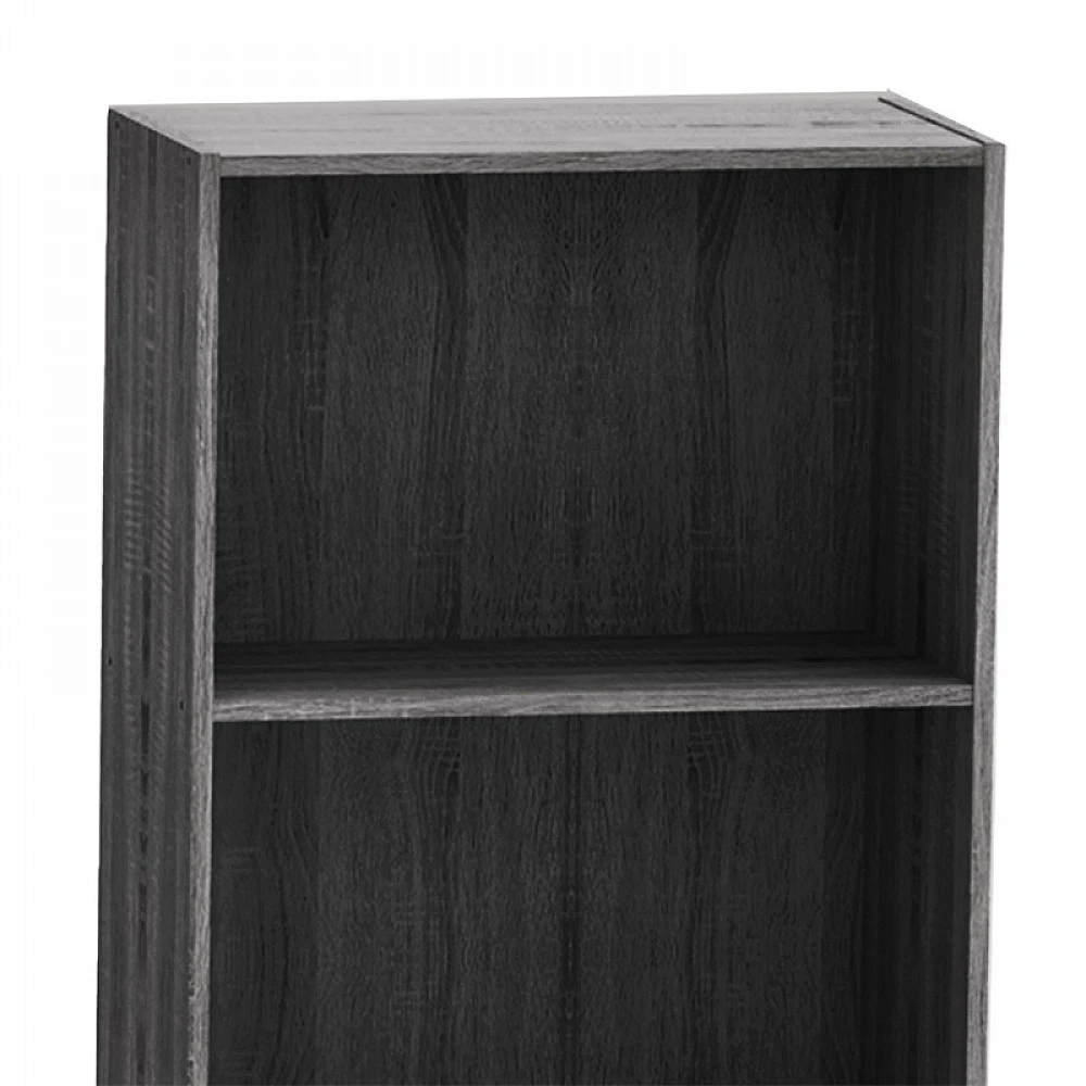 Βιβλιοθήκη Presley pakoworld σε ανθρακί-wenge απόχρωση 60x30x167εκ