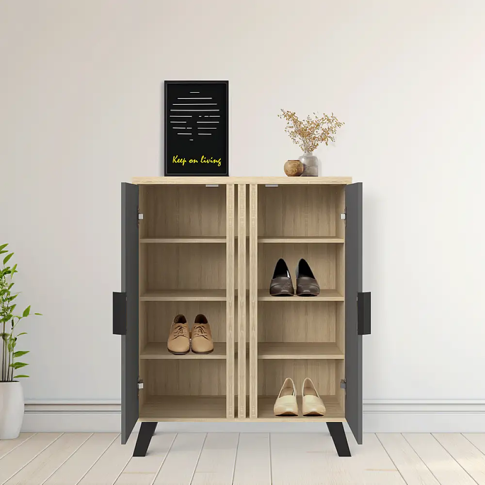 Παπουτσοθήκη-ντουλάπι Shoby pakoworld ανθρακί-sonoma 70.5x30x91εκ