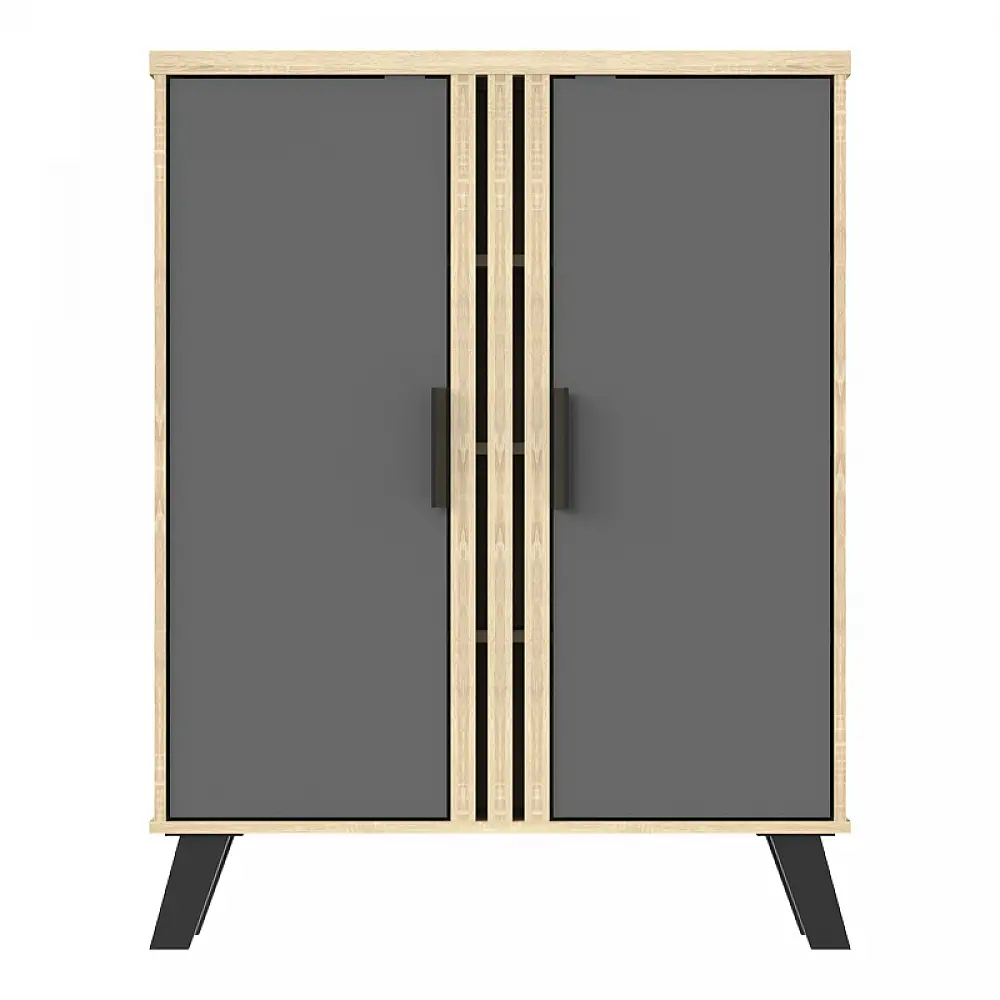 Παπουτσοθήκη-ντουλάπι Shoby pakoworld ανθρακί-sonoma 70.5x30x91εκ