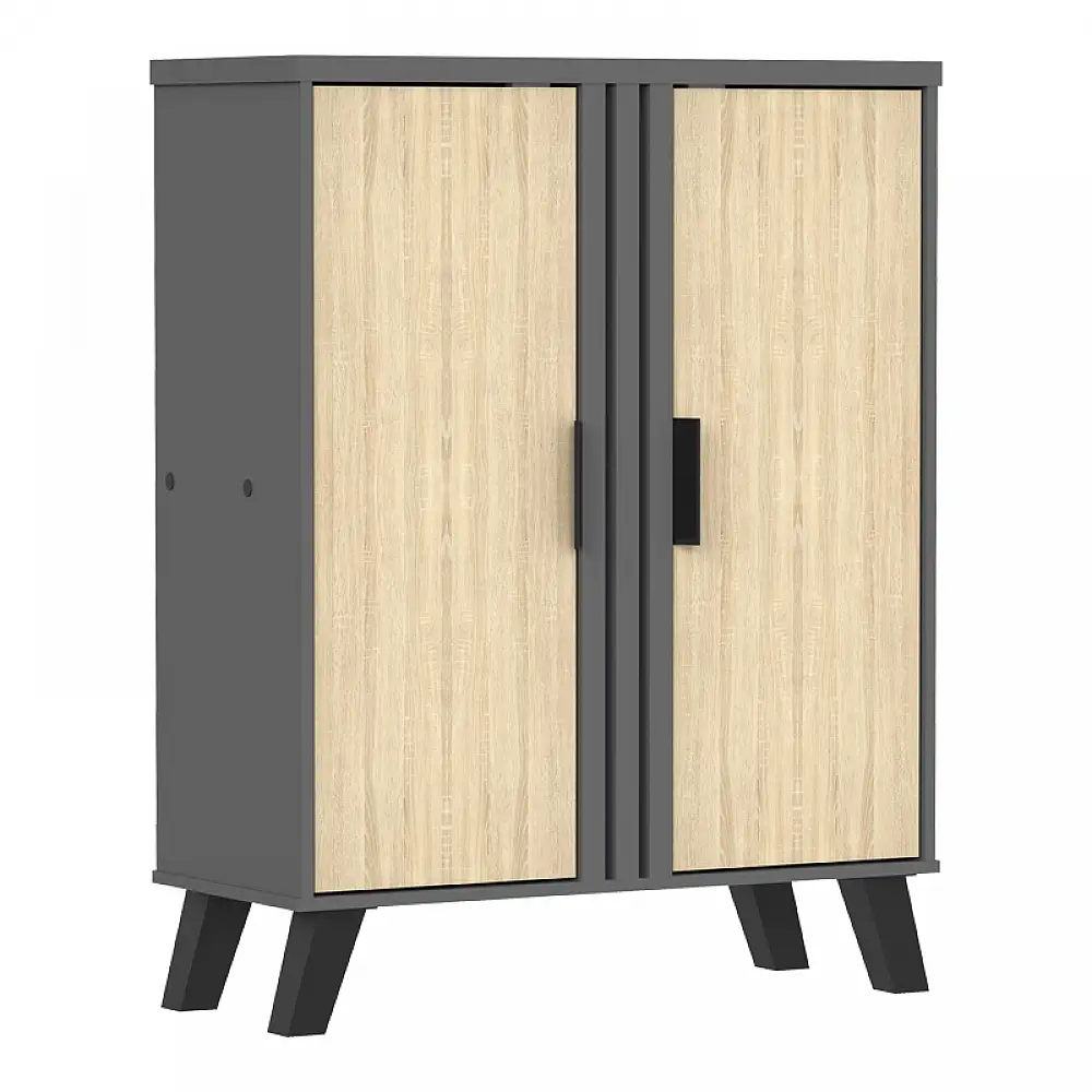 Παπουτσοθήκη-ντουλάπι Shoby pakoworld sonoma-ανθρακί 70.5x30x91εκ