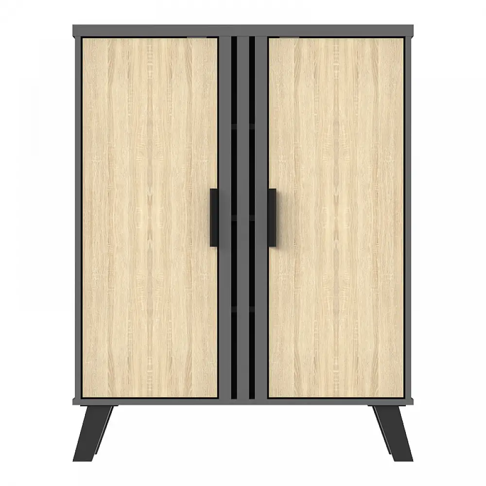 Παπουτσοθήκη-ντουλάπι Shoby pakoworld sonoma-ανθρακί 70.5x30x91εκ