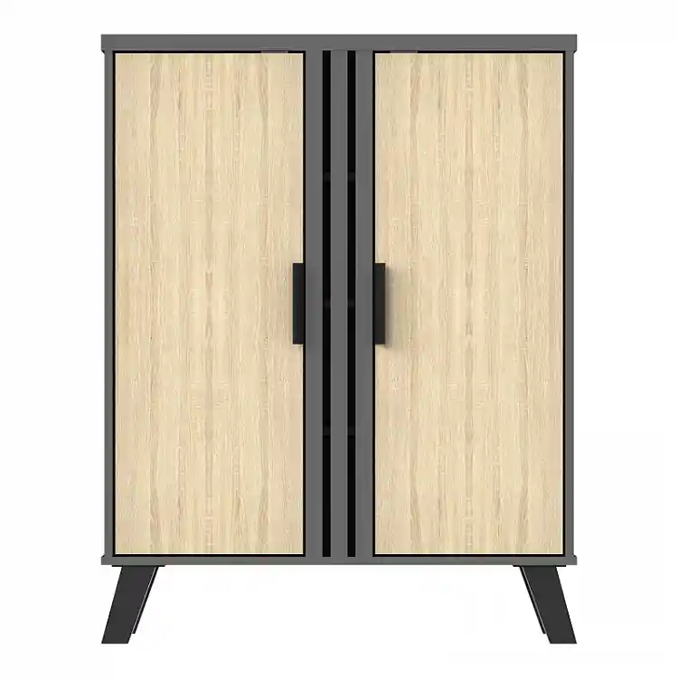 Παπουτσοθήκη-ντουλάπι Shoby pakoworld sonoma-ανθρακί 70.5x30x91εκ