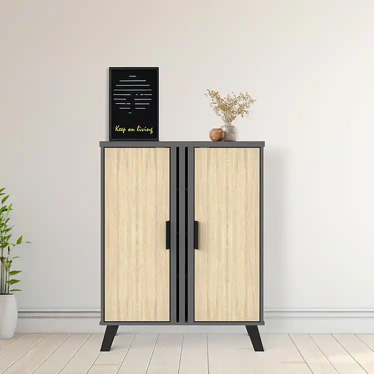 Παπουτσοθήκη-ντουλάπι Shoby pakoworld sonoma-ανθρακί 70.5x30x91εκ