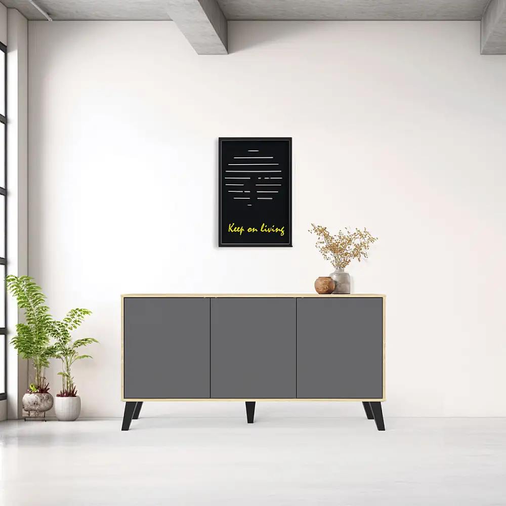 Μπουφές Billie pakoworld sonoma-ανθρακί149x40x77εκ