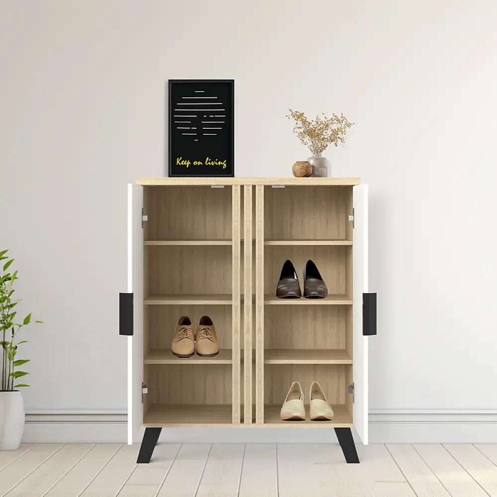 Παπουτσοθήκη-ντουλάπι Shoby pakoworld λευκό-sonoma 70.5x30x91εκ