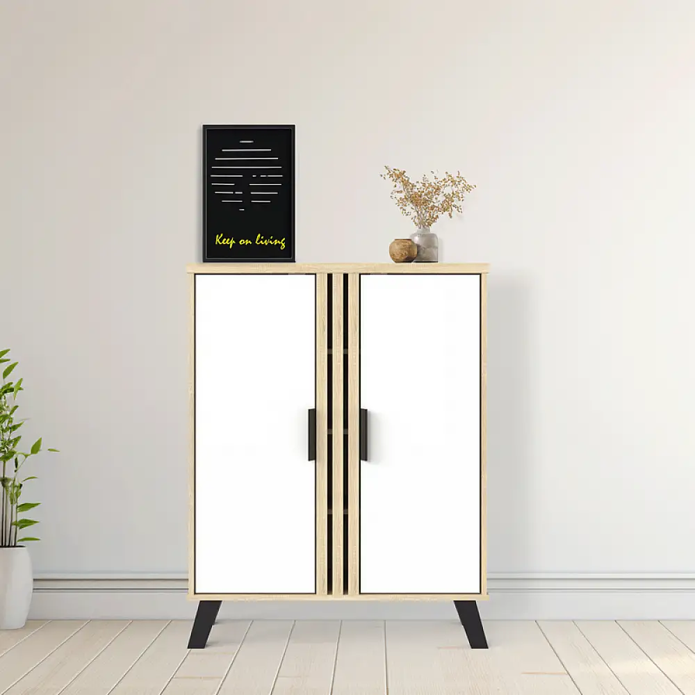 Παπουτσοθήκη-ντουλάπι Shoby pakoworld λευκό-sonoma 70.5x30x91εκ