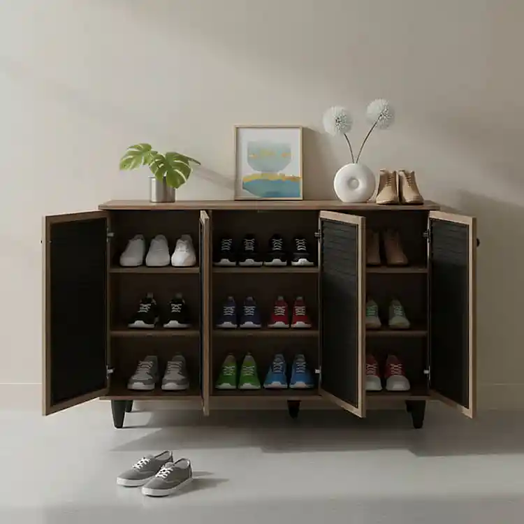 Παπουτσοθήκη-ντουλάπι Ronan pakoworld χρώμα καρυδί 105x35x66εκ