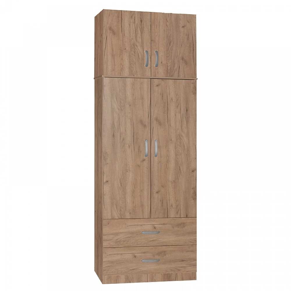 Ντουλάπα δίφυλλη και πατάρι Zelia pakoworld φυσικό 79x42x240εκ.