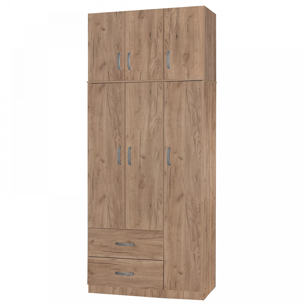 Ντουλάπα τρίφυλλη και πατάρι Zelia pakoworld φυσικό 90x42x240εκ.