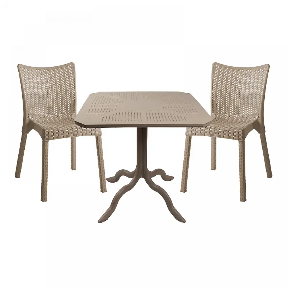 Τραπεζαρία Icon-Confident pakoworld σετ 3τεμ PP σε cappuccino απόχρωση