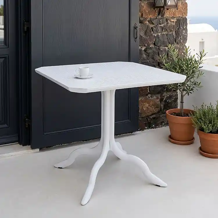 Τραπέζι Icon pakoworld PP σε λευκή απόχρωση 80x80x74.5εκ