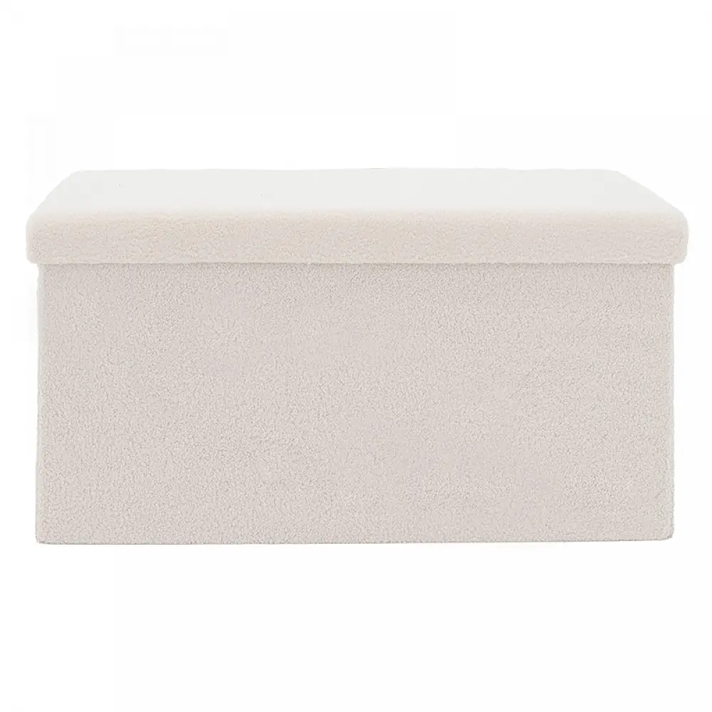 Σκαμπό-μπαούλο Forward pakoworld ύφασμα μπουκλέ ivory 76.5x38x37.5εκ
