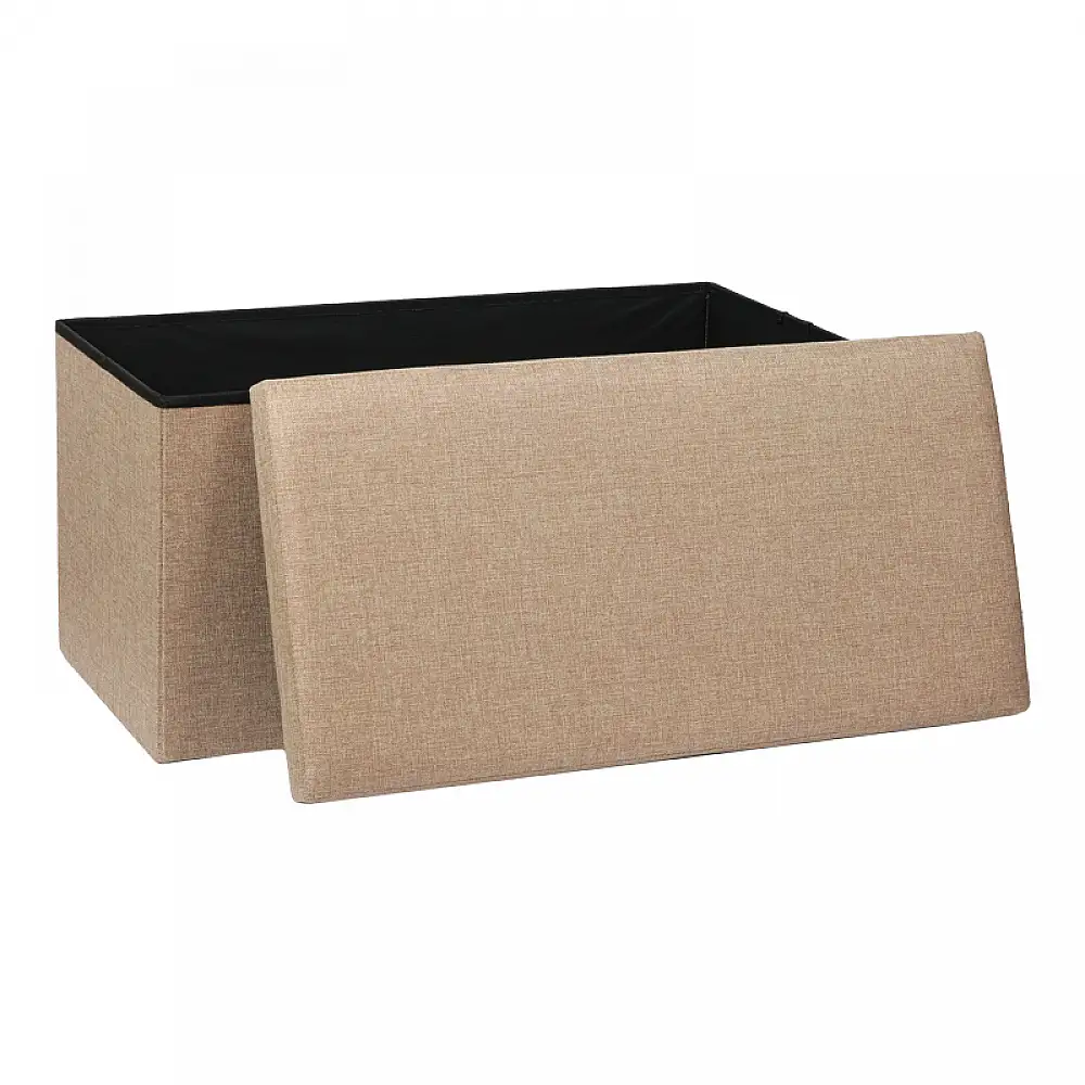 Σκαμπό-μπαούλο Greatness pakoworld ύφασμα μπεζ-καφέ 76x38x38εκ