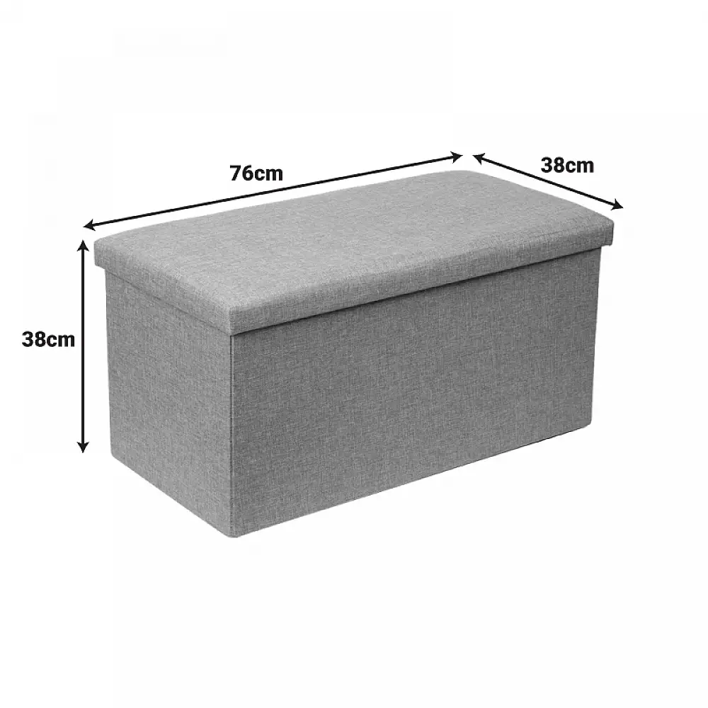 Σκαμπό-μπαούλο Greatness pakoworld ύφασμα μπεζ-καφέ 76x38x38εκ