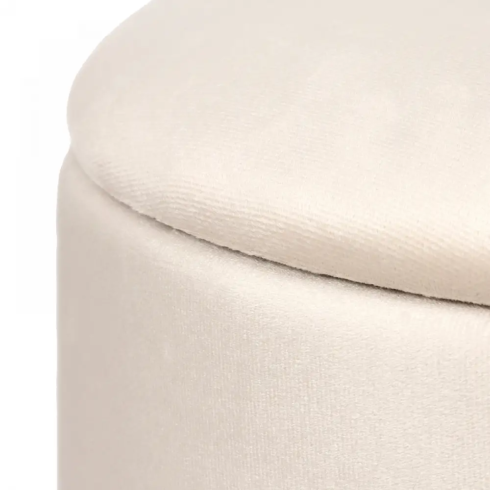 Σκαμπό-μπαούλο Terina pakoworld βελούδο κρεμ Φ46x42εκ