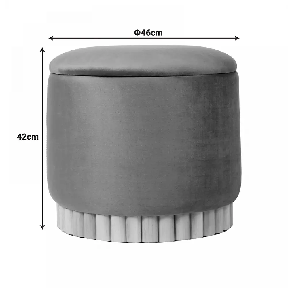 Σκαμπό-μπαούλο Terina pakoworld βελούδο κρεμ Φ46x42εκ