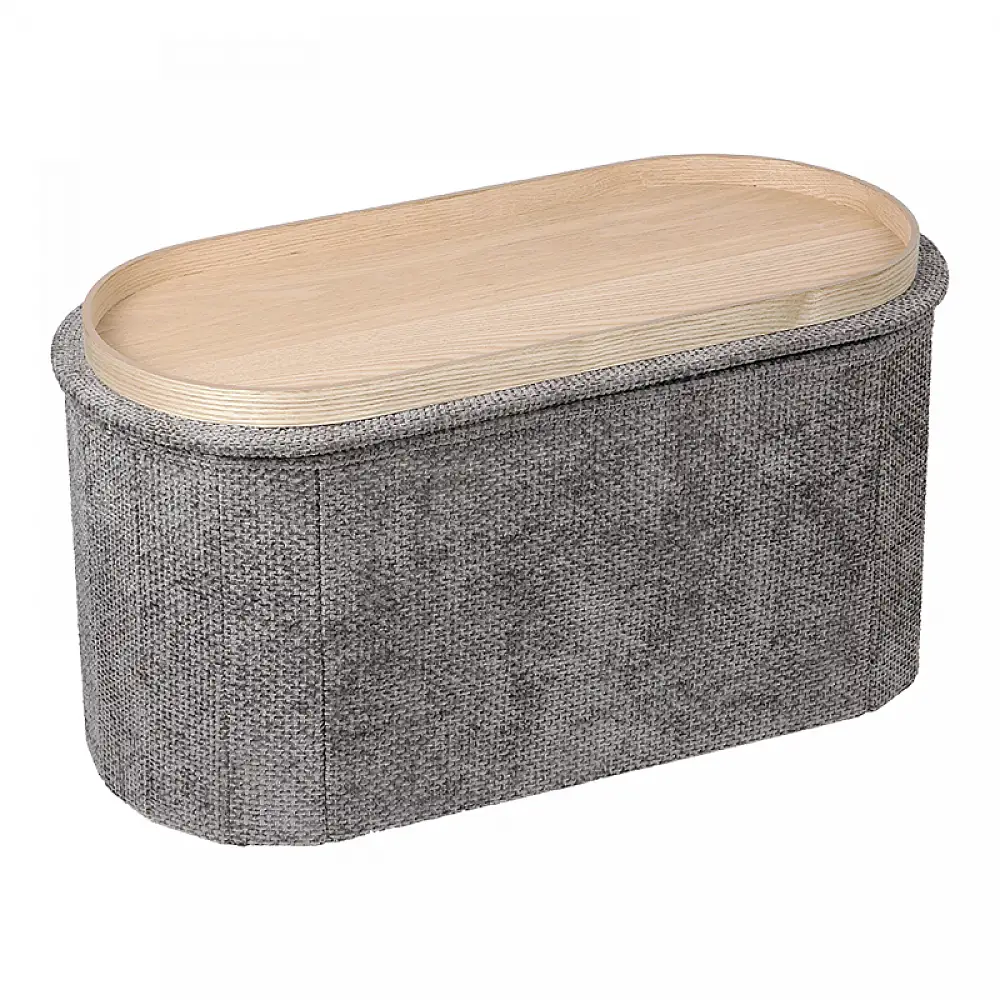 Σκαμπό-μπαούλο Trebia pakoworld γκρι ύφασμα 76x38x38εκ