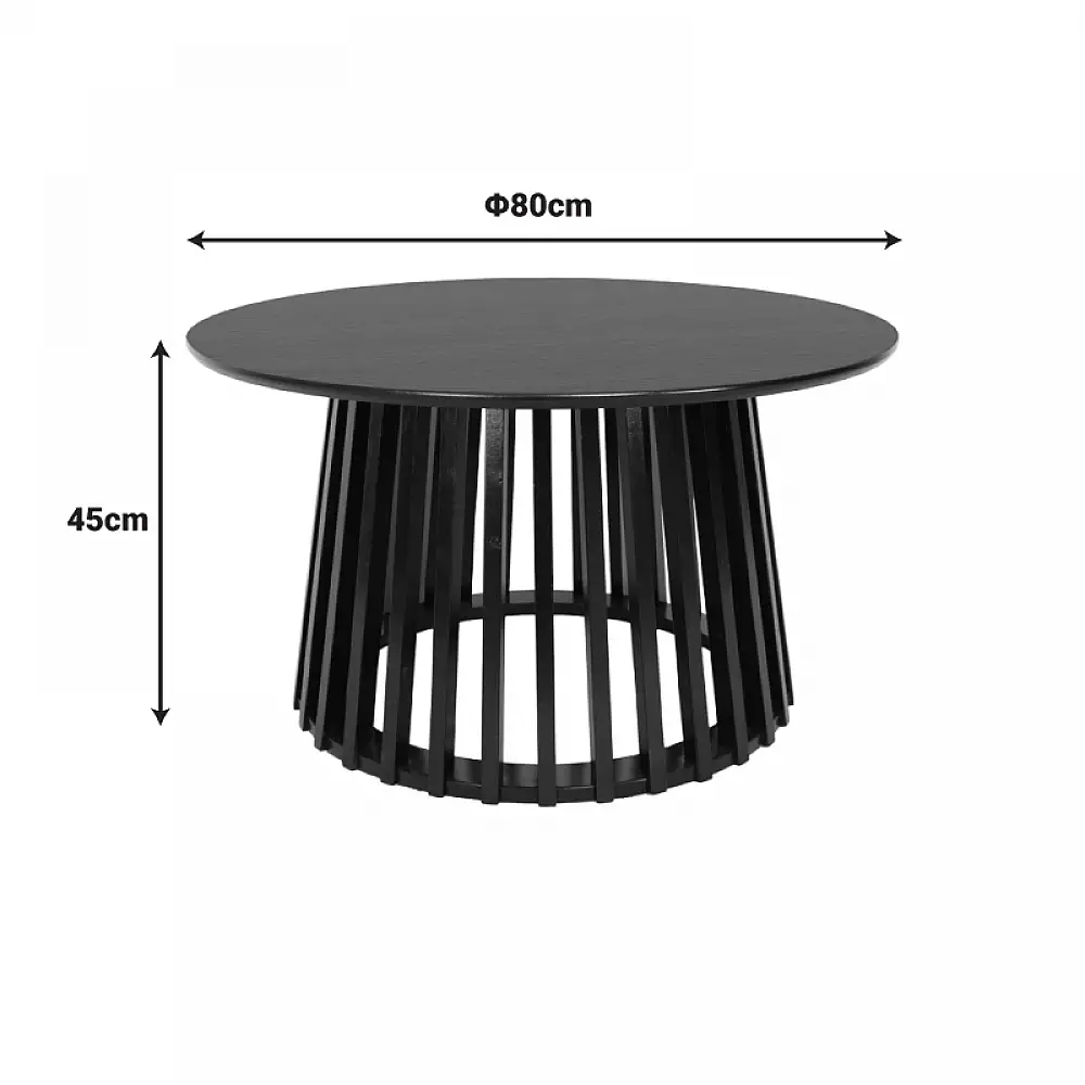 Τραπέζι σαλονιού Domonic pakoworld mdf σε μαύρη απόχρωση Φ80x45εκ