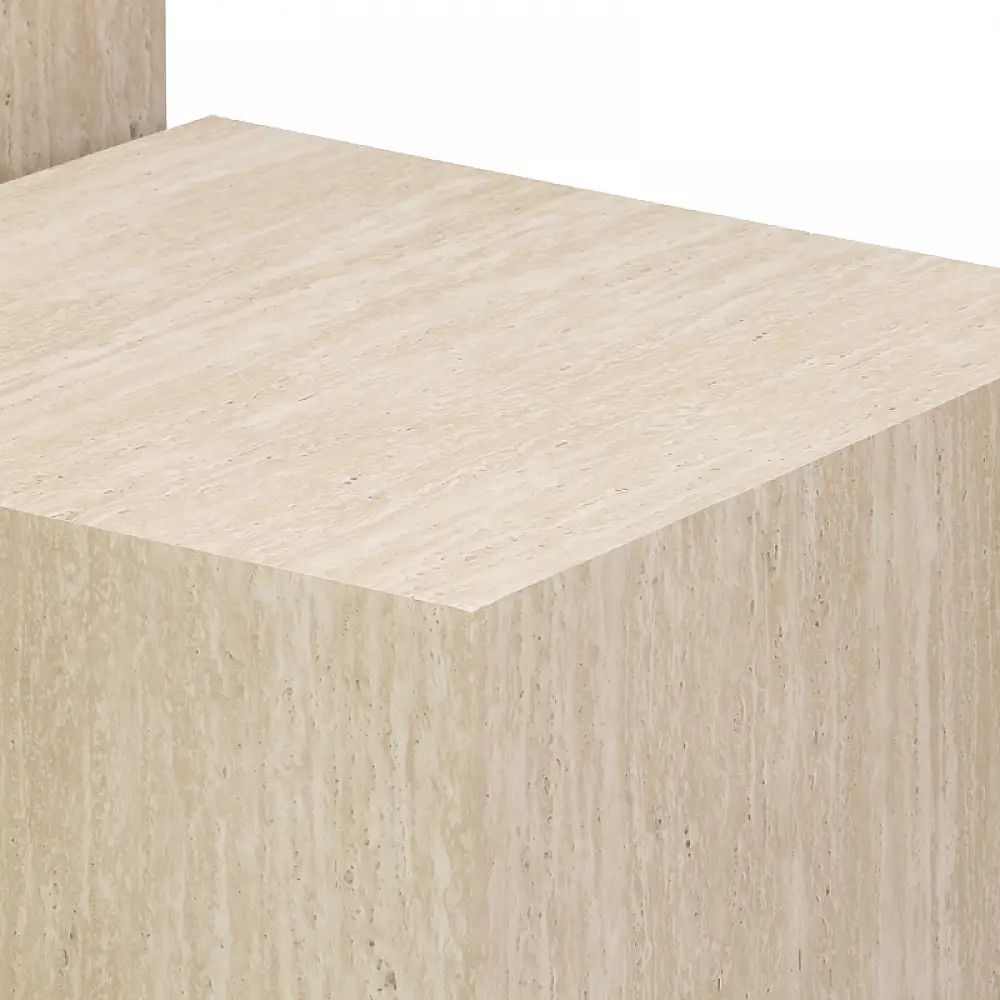 Βοηθητικά τραπέζια Coffina pakoworld σετ 2τεμ mdf σε όψη τραβερτίνας