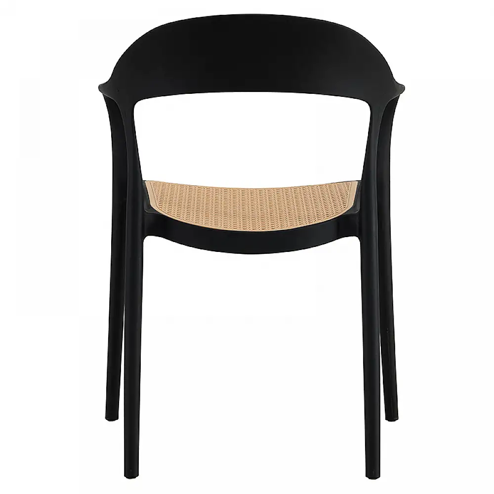 Πολυθρόνα Ember στοιβαζόμενη pakoworld με UV protection PP μπεζ-μαύρο 52.5x56.5x81εκ.