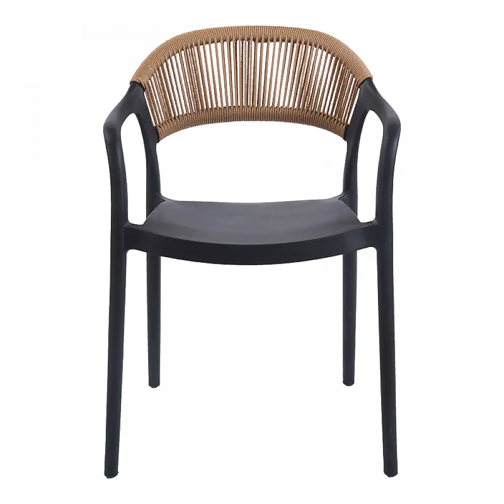 Πολυθρόνα Ankara pakoworld στοιβαζόμενη pp-pe rattan σε μαύρη-φυσική απόχρωση 54x55.5x77εκ