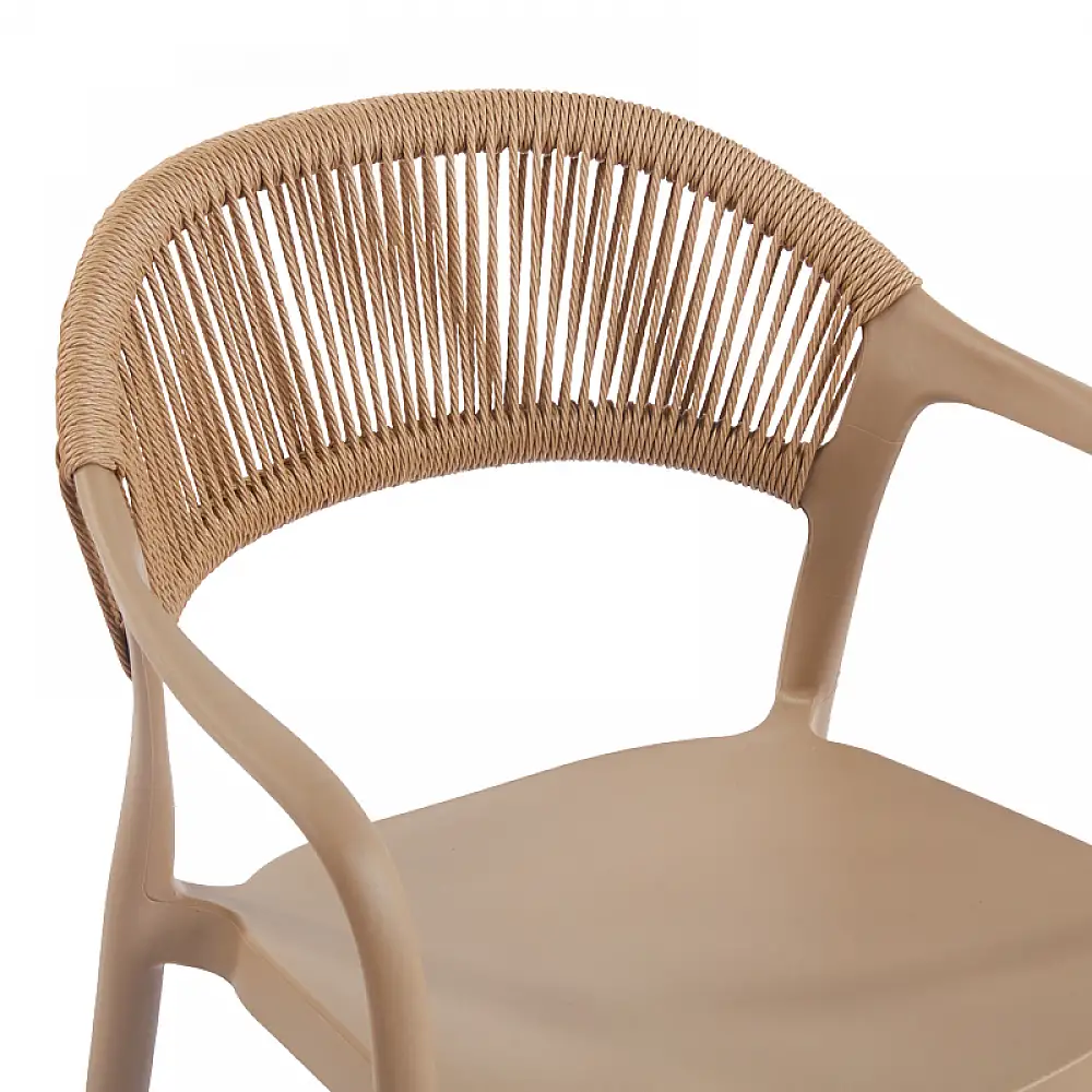Πολυθρόνα Ankara pakoworld στοιβαζόμενη pp-pe rattan σε μόκα-φυσική απόχρωση 54x55.5x77εκ