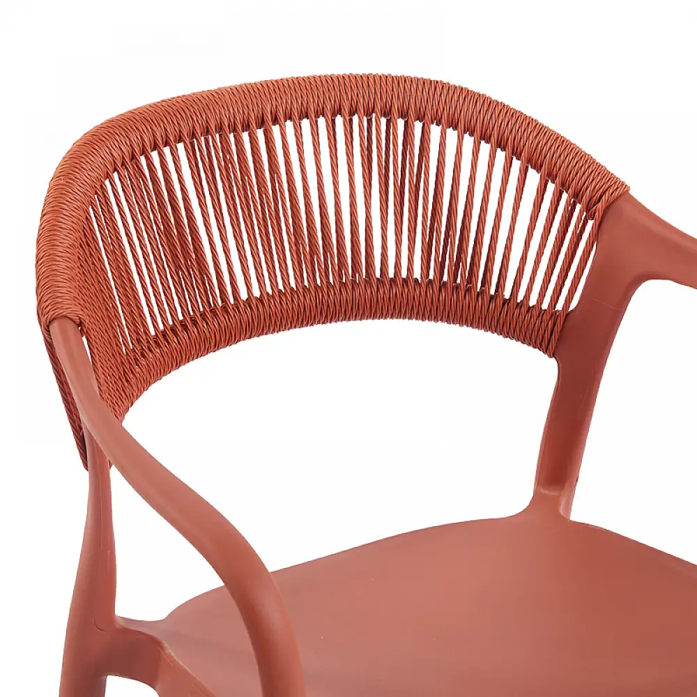 Πολυθρόνα Ankara pakoworld στοιβαζόμενη pp-pe rattan σε terracotta απόχρωση 54x55.5x77εκ