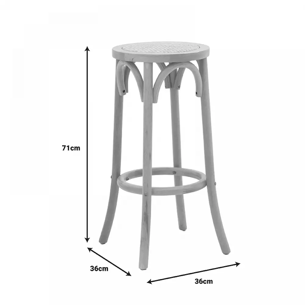 Σκαμπό μπαρ Serzo pakoworld ξύλο οξιάς και rattan σε φυσικό χρώμα Φ36x71εκ