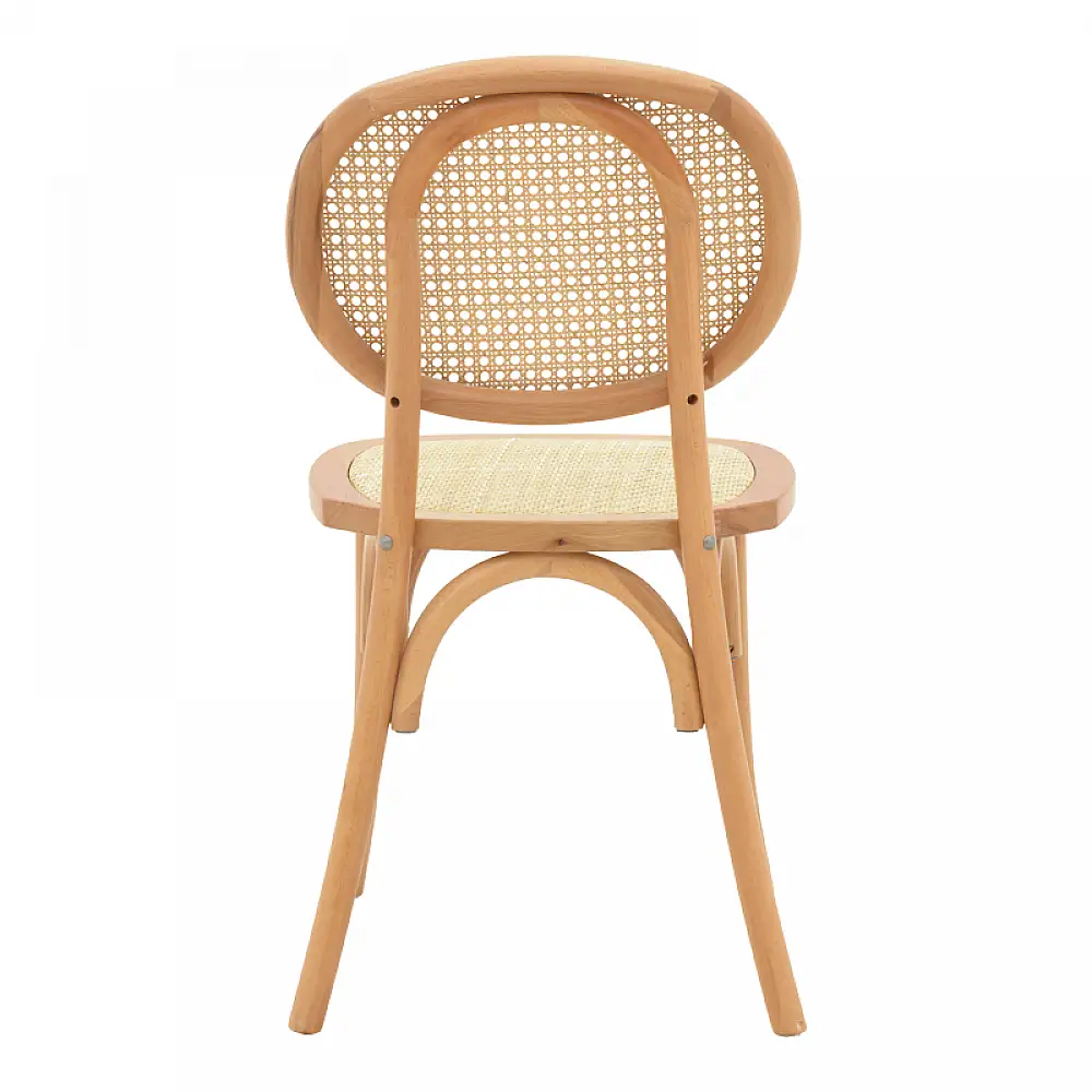 Καρέκλα στοιβαζόμενη Zoel pakoworld ξύλο οξιάς και rattan σε φυσική απόχρωση 45x52x82εκ