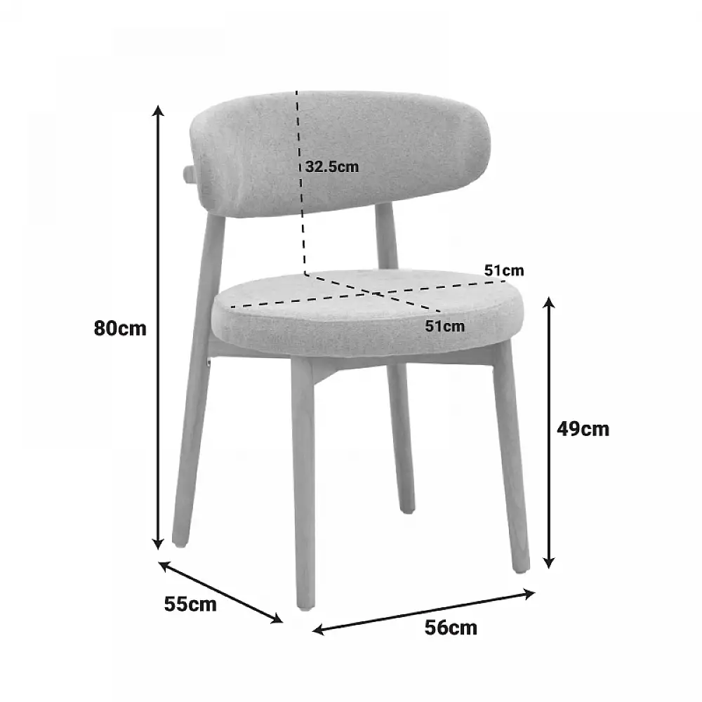 Καρέκλα Luben pakoworld ύφασμα καφέ - rubberwood σε φυσική απόχρωση 53x54x79εκ | 2 τμχ