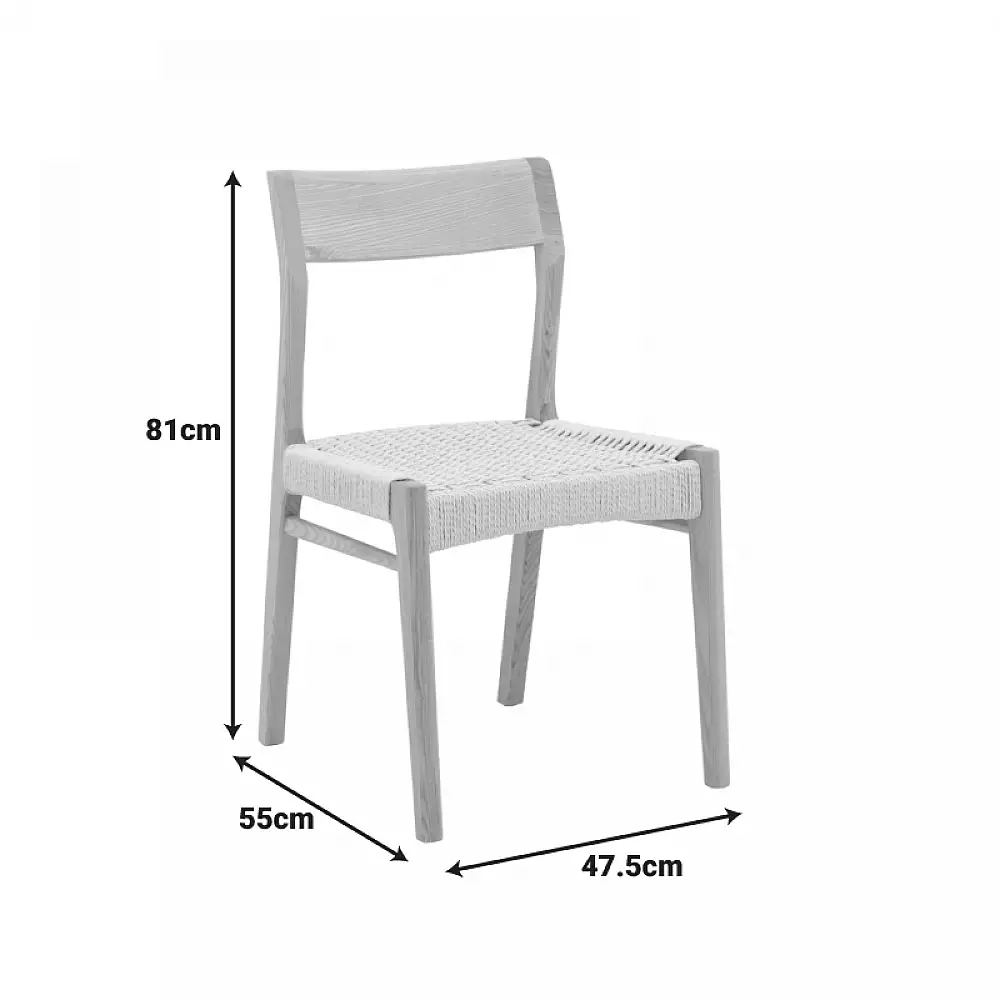 Καρέκλα Karlinda pakoworld ξύλο οξιάς-έδρα σχοινί σε φυσική απόχρωση 47.5x55x81εκ