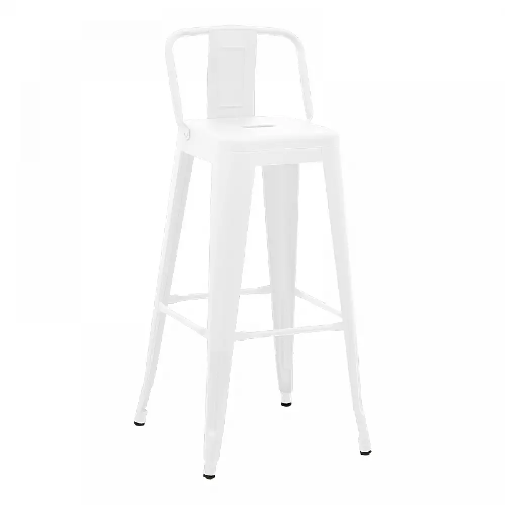 Σκαμπό μπαρ με πλάτη Utopia pakoworld μέταλλο σε λευκή ματ απόχρωση 42x42x97εκ