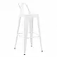 Σκαμπό μπαρ με πλάτη Utopia pakoworld μέταλλο σε λευκή ματ απόχρωση 42x42x97εκ