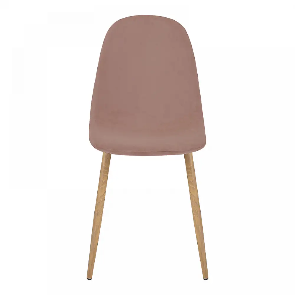 Καρέκλα Bella pakoworld σάπιο μήλο βελούδο με μεταλλικό πόδι σε φυσική απόχρωση 43.5x52x89εκ | 4 τμχ