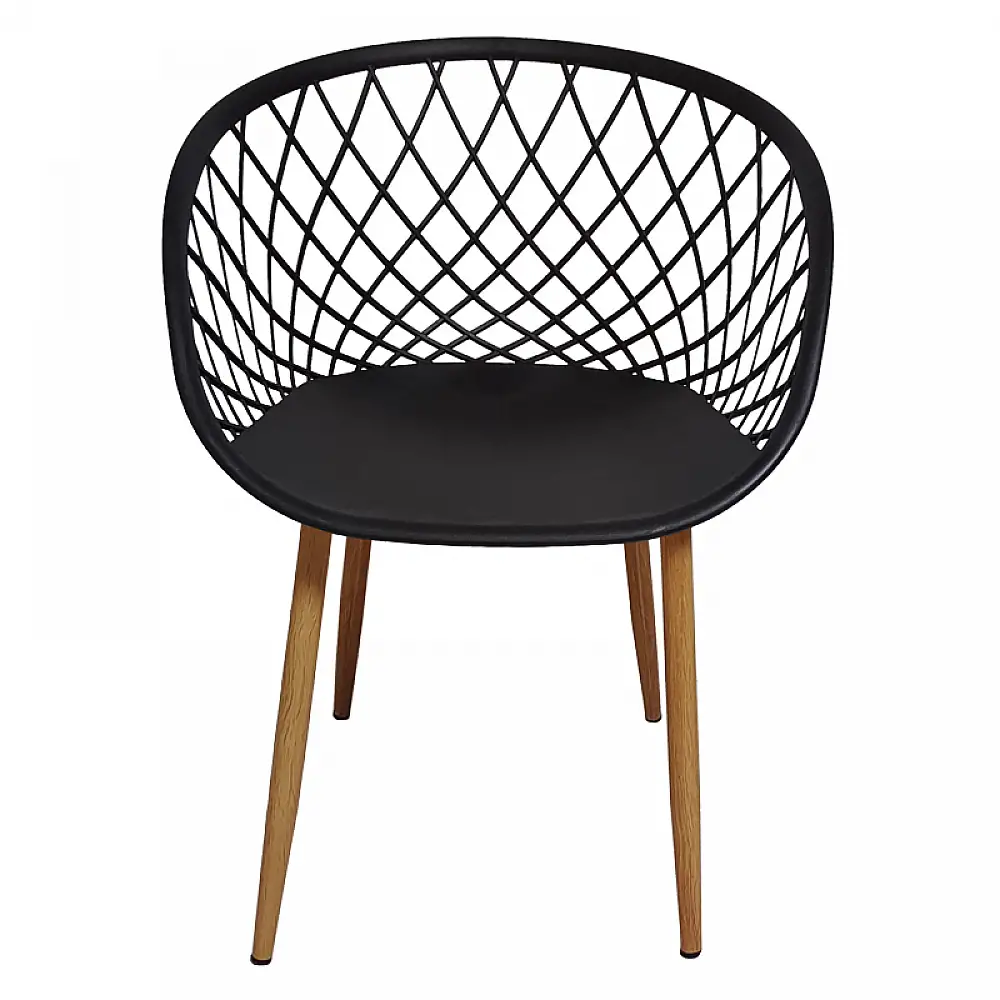 Πολυθρόνα Ezra pakoworld μαύρο pp-πόδι μέταλλο σε φυσική απόχρωση 62.5x56x82εκ | 4 τμχ