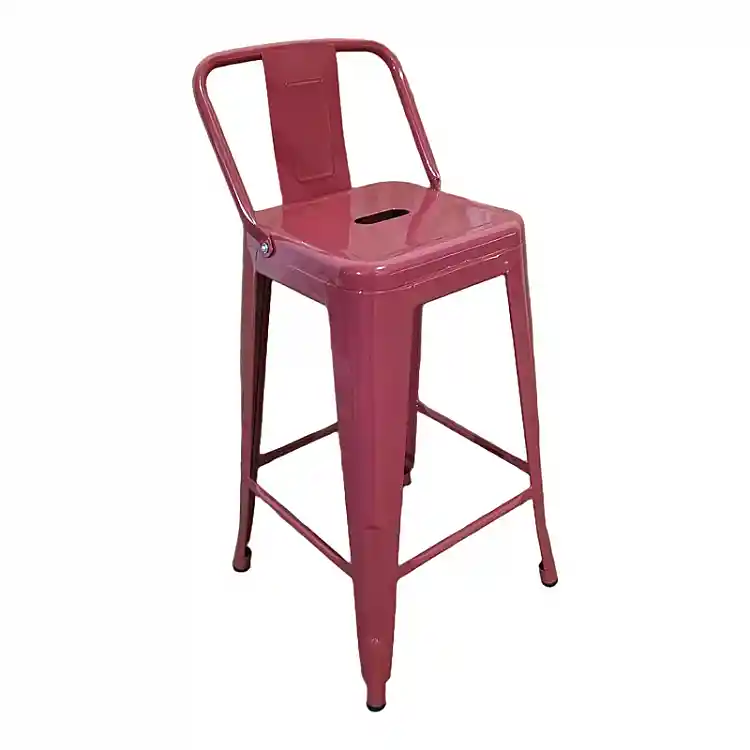 Σκαμπό μπαρ μεσαίου ύψους με πλάτη Utopia pakoworld terracotta 42x42x86εκ