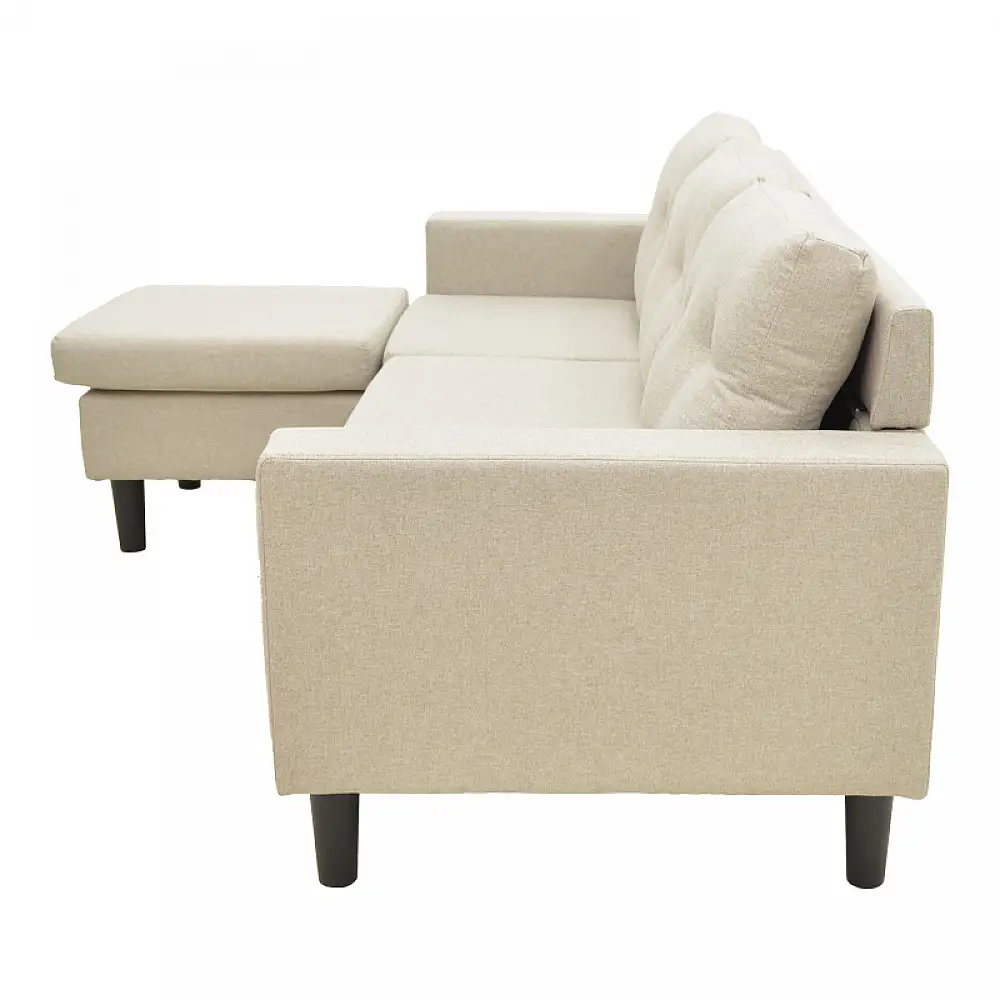 Γωνιακός καναπές αναστρέψιμος Maneli pakoworld ύφασμα αμμου -μπεζ 196x138/77x82εκ