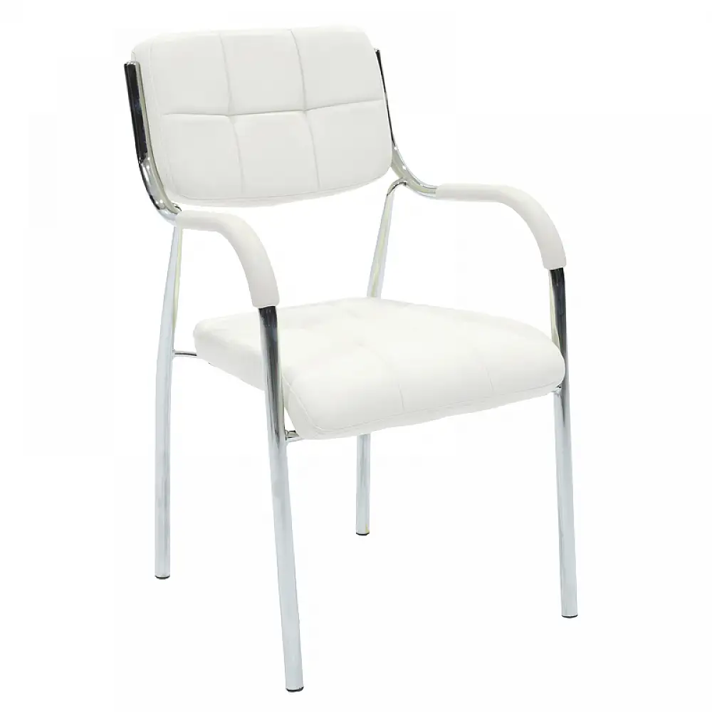 Καρέκλα επισκέπτη στοιβαζόμενη Otlen pakoworld λευκό pu-πόδι χρωμίου 47x45x87εκ
